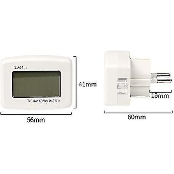 220v Blåt Baggrundslys Digitalt LCD Voltmeter Panel Spændingstester EU Stik Dm55-1 Ac 80-300v