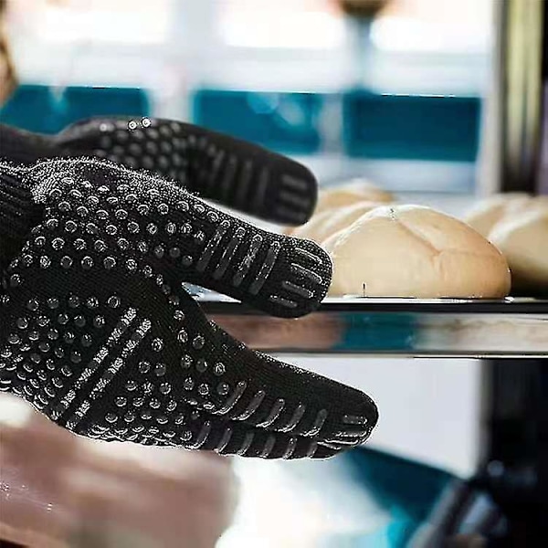 Grillhandskar Värmebeständiga Grillhandskar 800 Grader Brandsäkra Handskar Matlagningshandskar Bakhandskar För Kök & Grill Bbq Ugnshandskar, Svart Hy U
