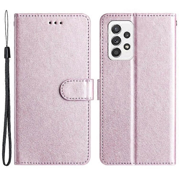 Kompatibelt för Samsung Galaxy A33 5G PU Läder Plånboksfodral med Ställ, Silkesstruktur Flipfodral med Handrem LightPurple