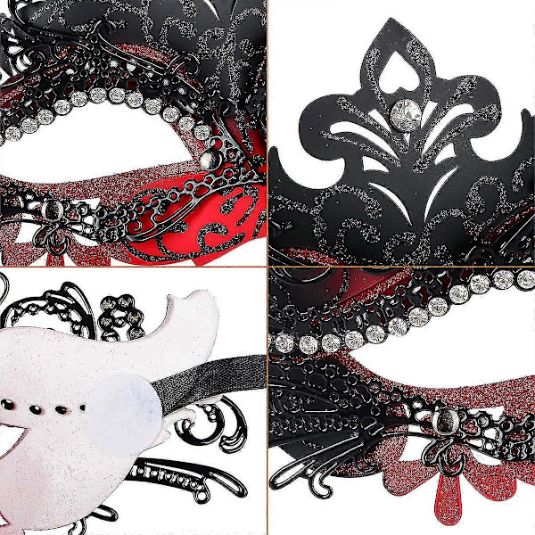 Maskerademaske, Karnevaldekorasjoner Venetianske masker for kvinner (rød & svart)