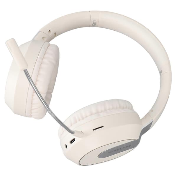 Trådløst Gaming Headset Sammenleggbart Støyreduserende Myk Polstring Bærbar Bluetooth Gaming Hodetelefoner med Avtakbar Mikrofon Beige
