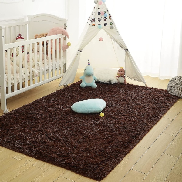 Tflycq-pehmeät fluffy-alueen matot, jotka yhteensopivat makuuhuoneen lastenhuoneen pehmoisen pörröisen lastenhuoneen mattojen karvaisten mattojen kanssa, yhteensopivat poikien tyttöjen kanssa, korkeakoulun asuntola Coffee 1.3 *2 Feet
