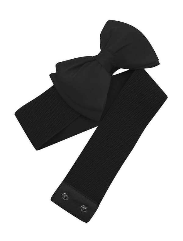 Elastisk belte for kvinner, bredt, stretchy, søt sløyfe, svart