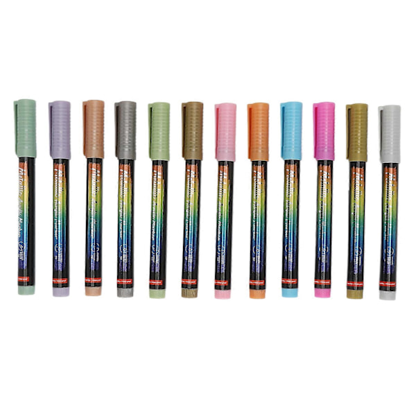 12 stk. Negle Graffiti Dotting Pen Høj Elasticitet DIY Farverig Tegning Neglekunst Malepen til Daglig Brug