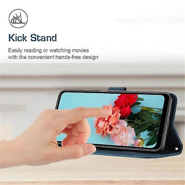 Kompatibelt för Nokia G42 Mobilskal Präglade Linjer Hudvänligt Plånboksfodral TPU+PU Läder Skal Ställ Azure