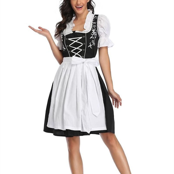 Naisten perinteinen saksalainen baijerilainen oluttyttöasu Seksikäs Oktoberfest Festival Dirndl-mekko Cosplay-pukujuhlamekko Eu34-42 white L