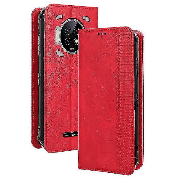 Til Oukitel WP19 Retro Tekstur Magnetisk Absorption Etui Mosaik Tegnebog Stativ Beskyttelsescover Edition d