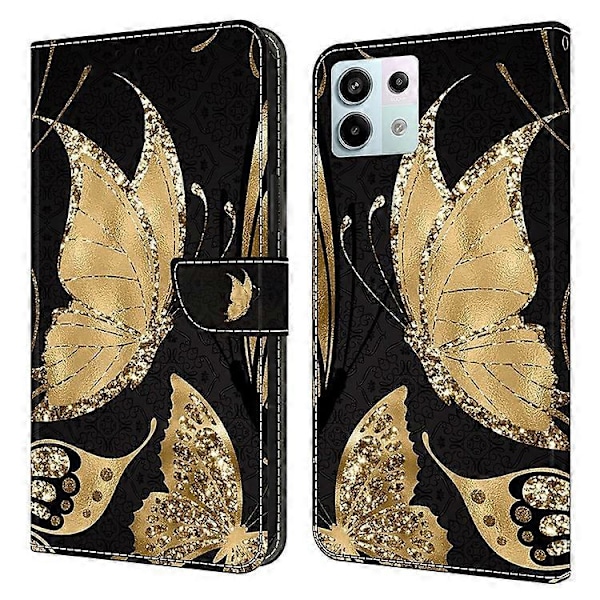 Kompatibelt Skal för Xiaomi Redmi Note 13 Pro 5G / Poco X6 5G Fodral 3D Mönster Flip Plånbok PU Läder Telefonskydd Gold