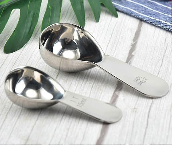Kaffemåleske (Sæt med 4) - De Bedste Måleskeer i Rustfrit Stål til Kaffe, Te og Mere 30ml*2, 15ml*2