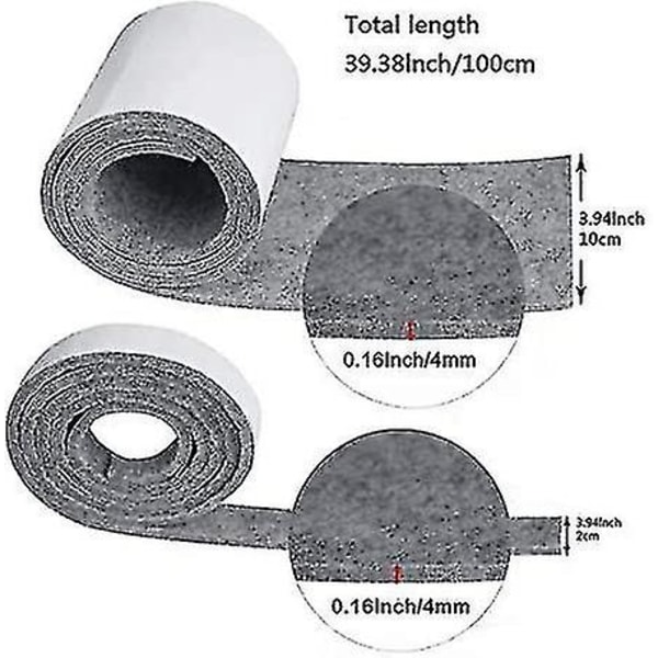 Självhäftande Filt Möbelskydd, Självhäftande Filt 2 Rullar 100 * 10cm + 100 * 2cm Fri att Skära Valfri Storlek eller Form Filt Halkskydd för Bord Stol Soffa Ben