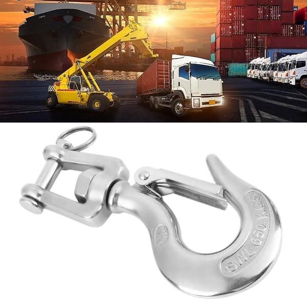 304 Rustfrit Stål Drejeløftekrog Med Lås Rigging Tilbehør (650kg), semaket