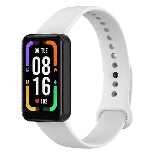 Yhteensopiva Xiaomi Redmi Smart Band Pro -älykellon kanssa, yksivärinen pehmeä silikoninen ranneke, säädettävä White