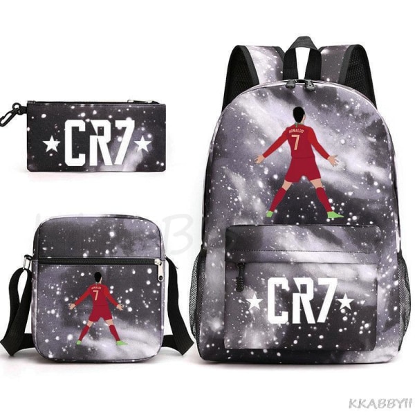 CR7 Skolväskor 3st Stor bokryggsäck för tonåringar Pojkar Flickor Resebärbar dator Mochila Escolars Yellow