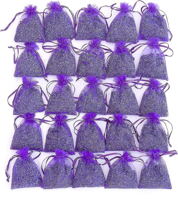 Pose af 25 Sachets Tørrede Lavendelblomster Lavendel Sachets