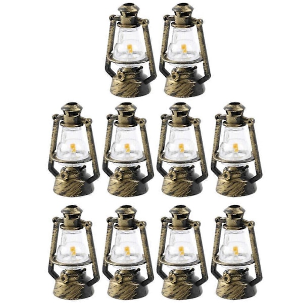 10 kpl Lasten leikkisetti Nukkekodin miniatyyrilyhty Miniatyyri petrolilamppu Nukkekodin petrolilamppu Nukkekodin petrolilamput