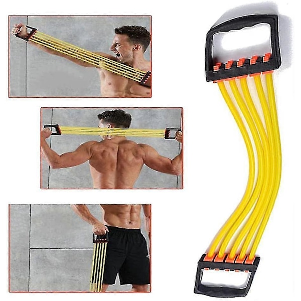 Bröstexpander Motståndsband, Sport Bröstexpander, Justerbar 5 Fjäder Latex Bröstexpander För Bröstexpander Motståndsträning, Gul