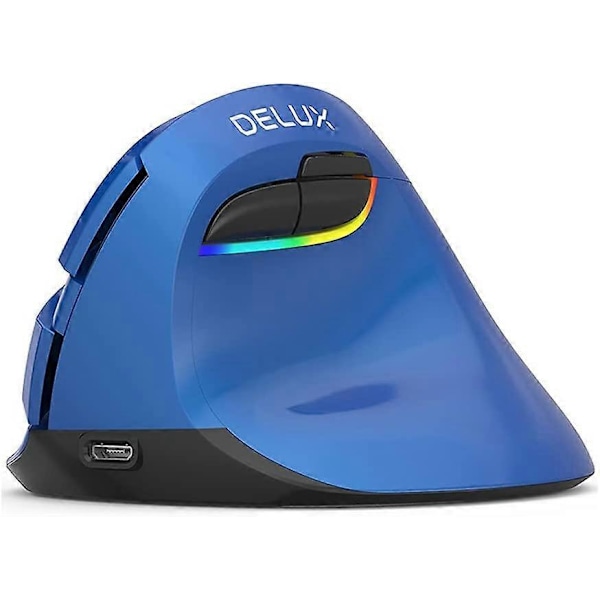 Andet Hjemmeautomatiseringstilbehør Støjsvag Trådløs Vertikal Mus, 2,4 GHz og Bluetooth 4.0 Dual Mode Optisk Mus, 2400 DPI og RGB Dekorationslys Genopladelig