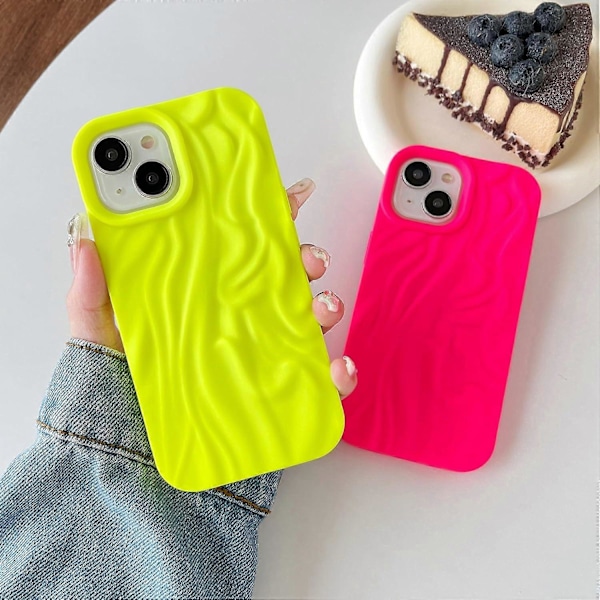 Laskostettu Vesi Aalto Kromi Aalto Kuvio Pehmeä Yhteensopiva iPhone Kotelo (M Punainen, iPhone 15)