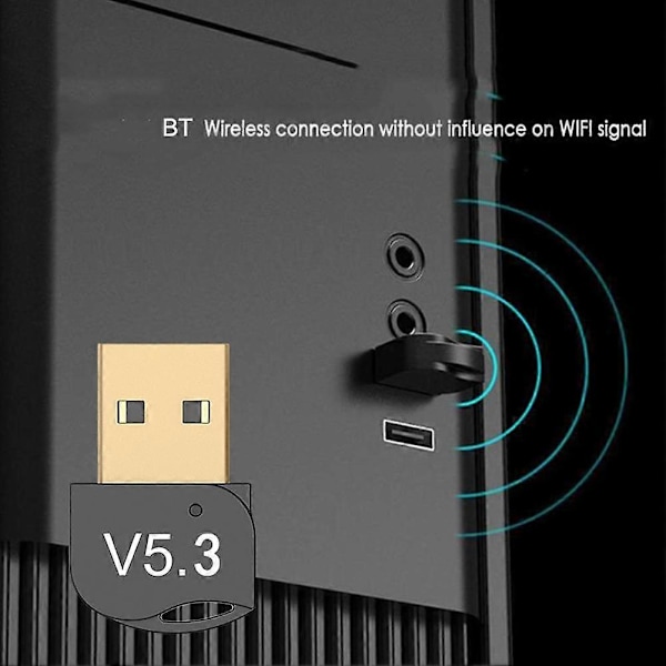 USB Bluetooth 5.3 Adapter Dongle 24Mbps Trådløs Sender Mottaker