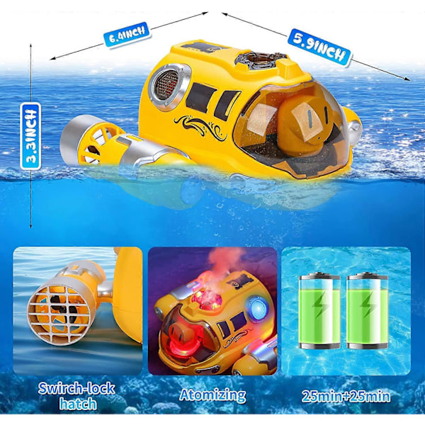 Fjärrstyrd Båt Poolleksaker för Barn 6+, 2.4ghz Snabb Mini RC Båt med Spray Gasbåt och LED-lampor Vattenleksak för Pool & Sjöar