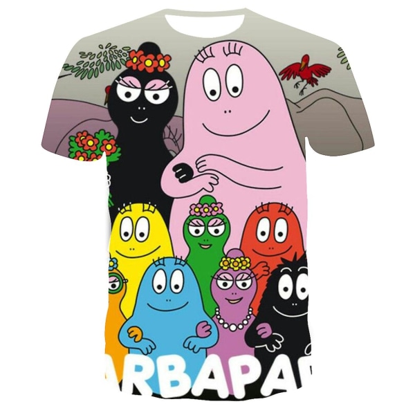 Lasten kesäsarjakuva Barbapapa 3d Print Lyhythihaiset T-paidat Bosy Girls Casual Hengittävä T-paidat Topit Lasten Kauniit Vaatteet 3 7-8T