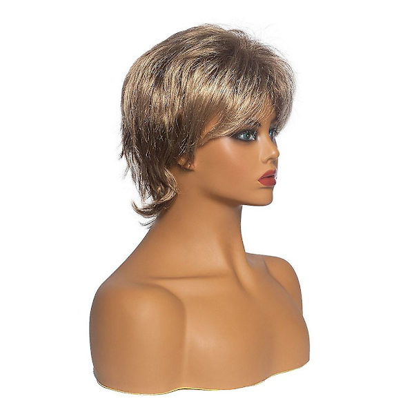 Kvinnor Blond Kort Lockig Peruk Layered Hair Cosplay Full Peruk