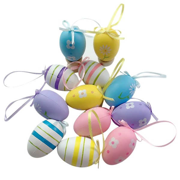 Julepynt 12 stk. Påskepynt Egg Hengende Ornamenter Fargerike For Påsketre Kurv Dekor Festgaver Forsyninger Hjem Q