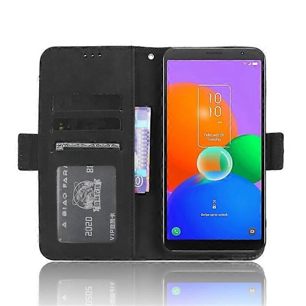 Flerfacks Läder Telefonfodral Kompatibelt För TCL 403, Plånboksställ Telefonfodral Black