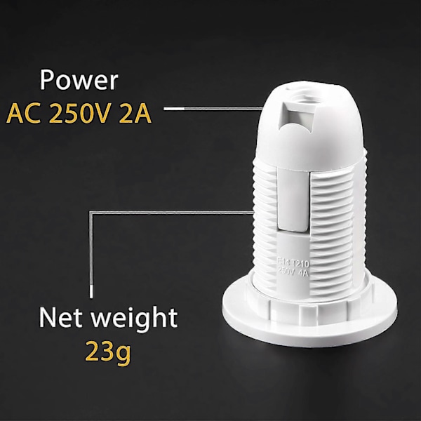 Plastskal Skruvtyp E14 Glödlampa Lamphållare Sockel AC 250V 2A
