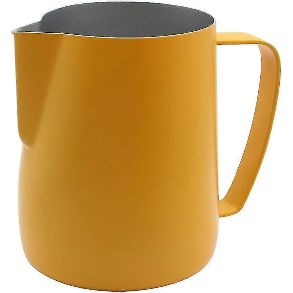 Rustfri stål mælkekande Steaming Pitcher Egnet til kaffe, latte og mælkeskum 600ml Gul