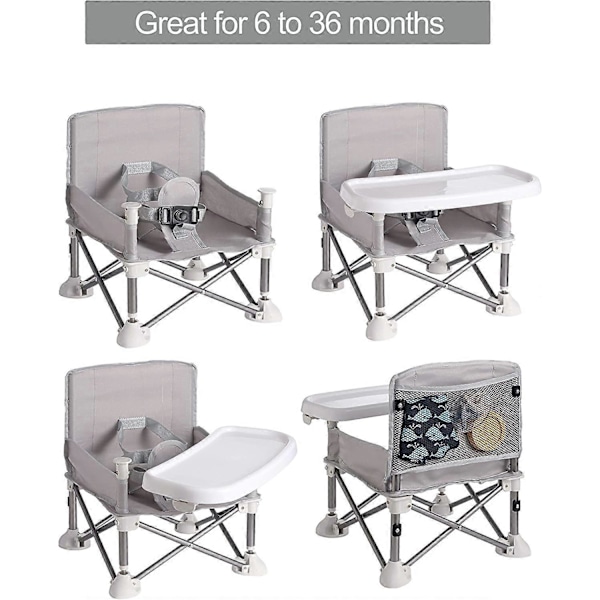 Babystol Höjdsits Bärbar Stol| Kompakt Hopfällbar med Remmar för Inomhus-/Utomhusbruk| Perfekt för Camping Strand Gräsmatta |Småbarn Barn Pojkar Flickor