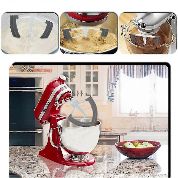 Joustavareunainen sekoitin Kitchenaid 4.5-5 Qt kallistuspäisille yleiskoneille, korvaava silikonivispilä (sotkeutumaton)