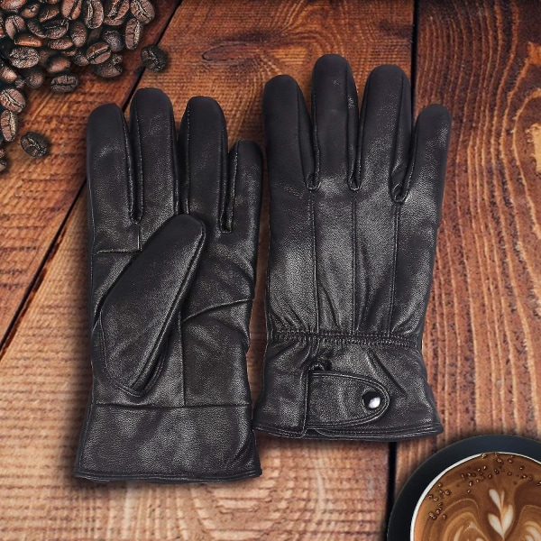 Vintersvarta äkta läderhandskar för män Touchscreen körklänning utomhus