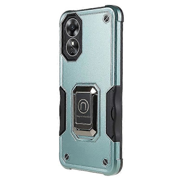 Kompatibelt Skal för Oppo A17 4G Anti-drop, PC + TPU Skyddsskal med Ringstativ Green