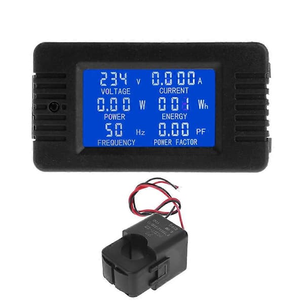 Digital Strømmåler Wattmeter 6 i 1 Elektrisitetsmåler Spenningsvoltmeter