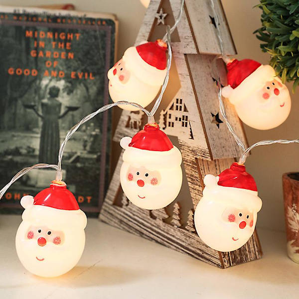 Jultomtehuvud Ledsnöre Fairy Lights Hemmaträdgård Xmas Tree Ornament Lamp Party Festlig Hängande Dekoration Batteridriven 20Leds 2M