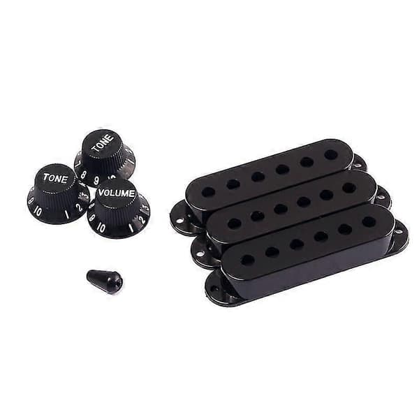 3 st Slitstarka Gitarr Pickup Skydd Volym Ton Rattar Switch Tip Delar Set, svart