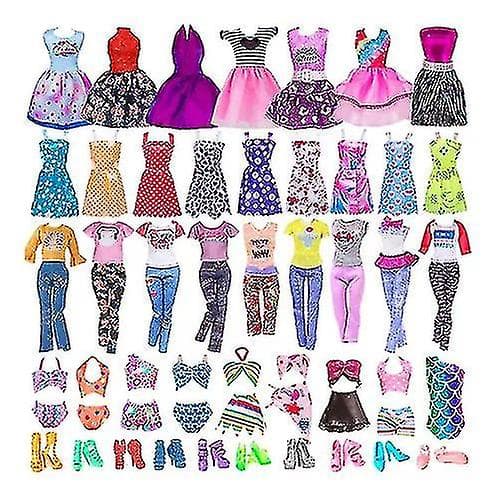 32-delars Barbie Kläder och Accessoarer Set, Trendig Mini Klänning,w