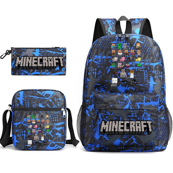 MINECRAFT reppu koululaukku lapsille pojille tytöille peli printed opiskelijoiden kirjalaukku koulutarvikkeet Light Grey