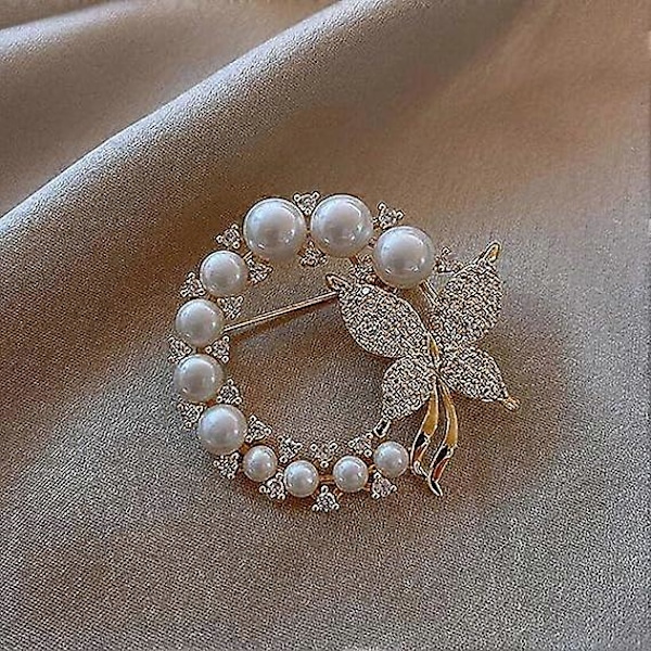 Pärl Broschnål Elegant Fjärilsbrosch Nålar Bröllopsfest Kläder Accessoarer för Halsduk Hatt Sjal Tröja