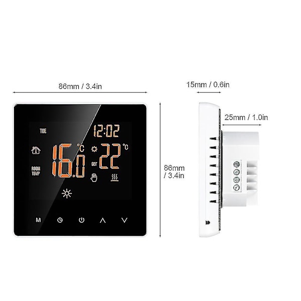 Smart Termostat Digital Temperaturregulator Tuya App-kontroll LCD-display Touchscreen Veckovis Programmerbar Elektrisk Golvvärme Termostat För (storlek