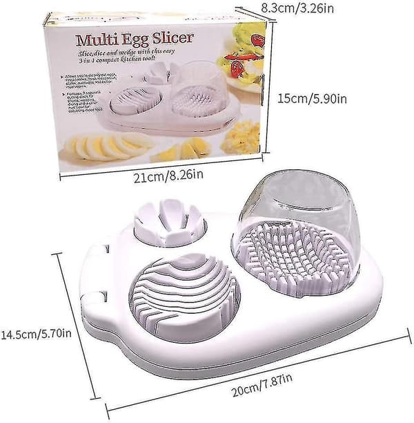 Eggdeler Combi 3 I 1 Eggdeler Multifunksjonell Kutterdeler Hardkokte Egg SX