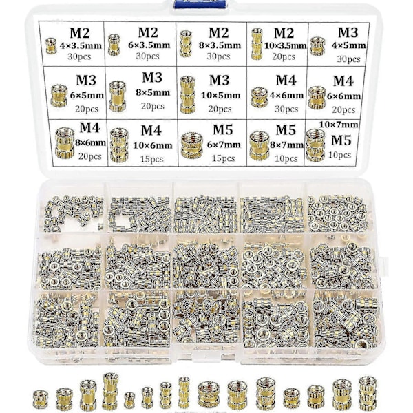 Kierteitetyt Insertit Naispuolisella Kierteellä M2 M3 M4 M5 Messinki Kierteitetyt Liittimet 3D-Tulostukseen 330kpl