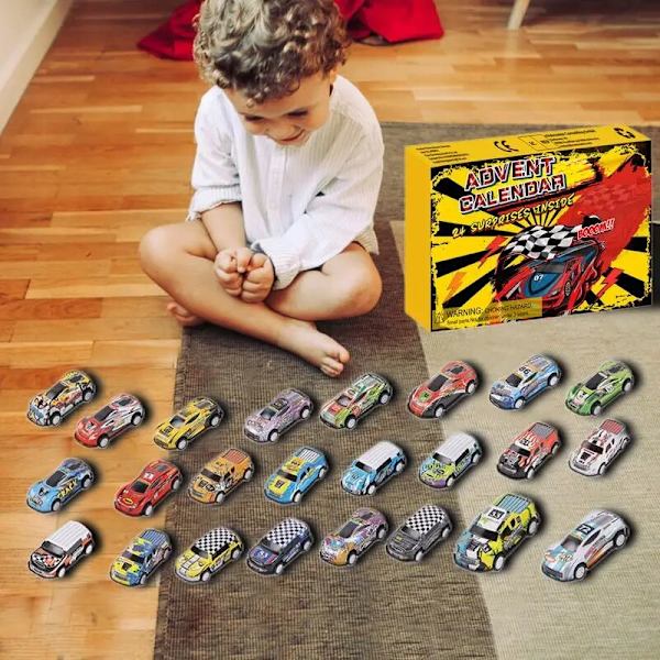 Joulukalenteri Lähtölaskenta Adventtikalenteri laatikoilla Auton adventtikalenteri lapsille Autoleluille 24 päivän joululahjaverholaatikko style 3