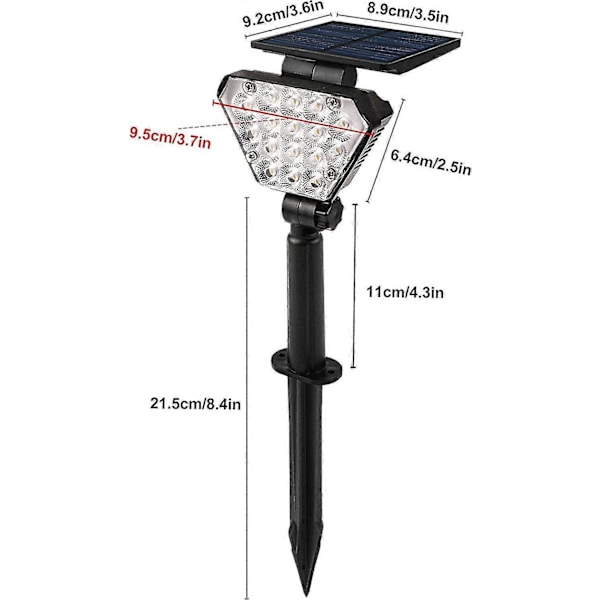Solcellsdriven Spotlight Utomhus Trädgård Landskapsbelysning, 2st Led Landskapsbelysning Trädgård Solcellsdriven Spotlight Utomhus Ip65 Vattentät Gångbelysning Trädgård Pa