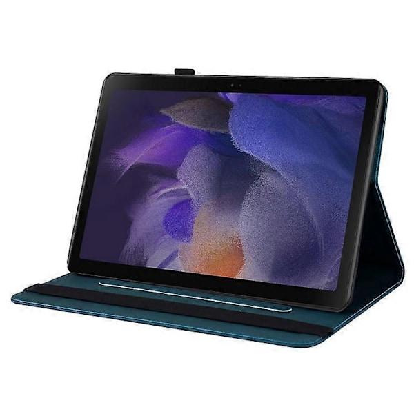 Kompatibelt Läderfodral för Samsung Galaxy Tab A9 med Fjärilsblommor Tryck Tablet Skydd DarkBlue