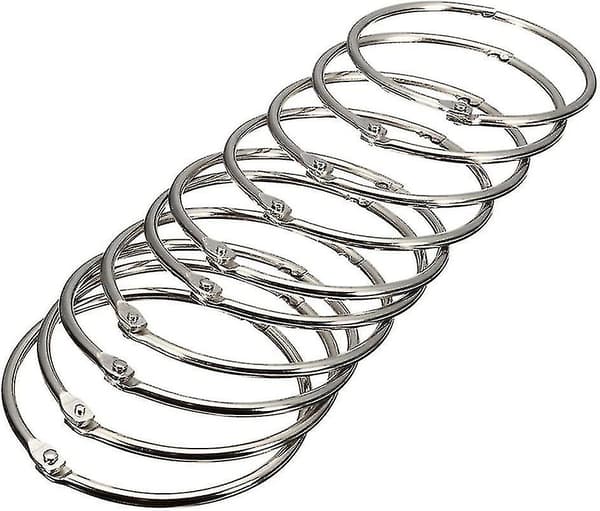 Bokringer, Løsbladpermringer, 50-pakning, Sølv (20 mm)