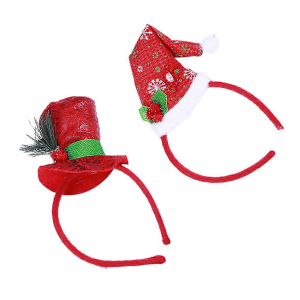 2 stk. Julemandskostume til børn, Jule Julemandshårbøjle, Julefestfavorit, Gevirhårbøjle, Jule Julemandshårbøjle