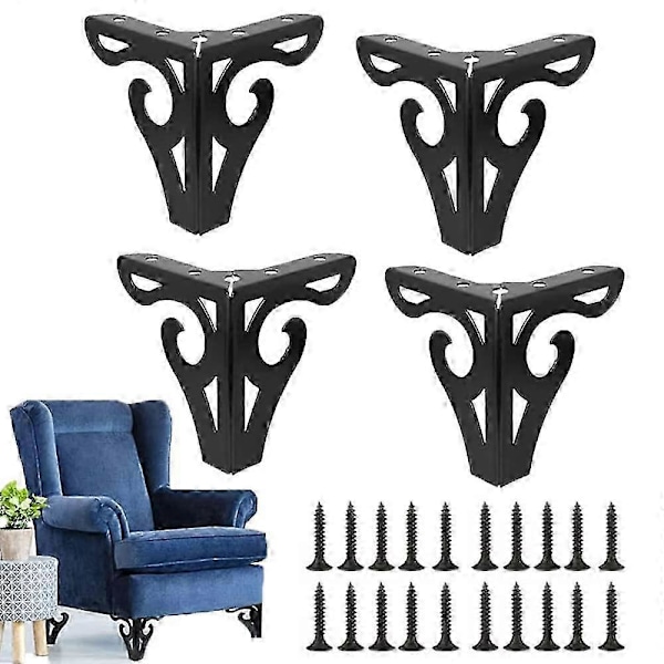 4 Stk. Møbel Sofaben, Sofaben, Moderne Sofaben, TV-skabsben, Sengeben, til Skab, Sofa, Bordkommode (Sort)