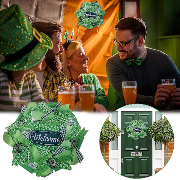 Juldekorationer St Patrick's Day Leprechaun Krans Klöver Leprechaun Band Mycket Väder Q